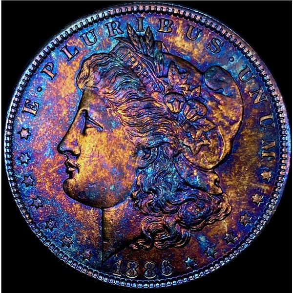1886 Toned Morgan Silver Dollar SUPERB GEM BU