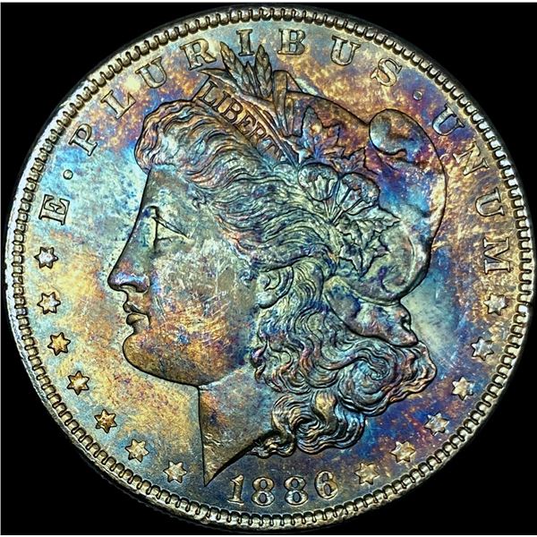 1886 Toned Silver Morgan Dollar SUPERB GEM BU