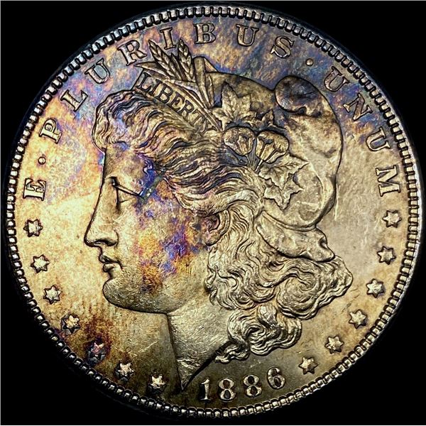 1886 Toned Silver Morgan Dollar SUPERB GEM BU