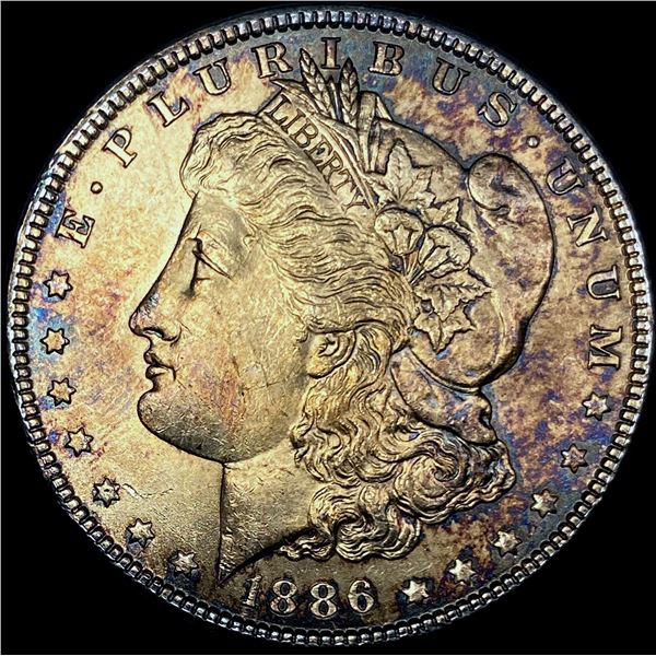 1886 Toned Silver Morgan Dollar SUPERB GEM BU