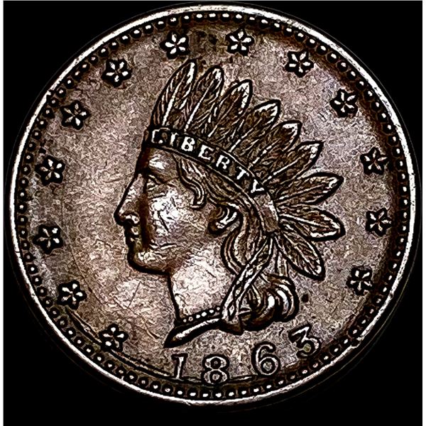 1863 Civil War Token - Indian Head Design CLOSELY UNCIRCULATED