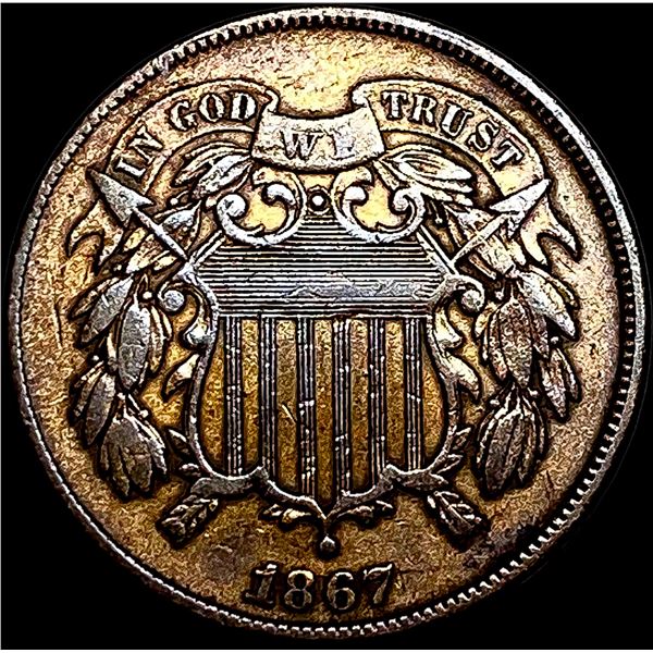1867 Two-Cent Piece NEARLY UNCIRCULATED
