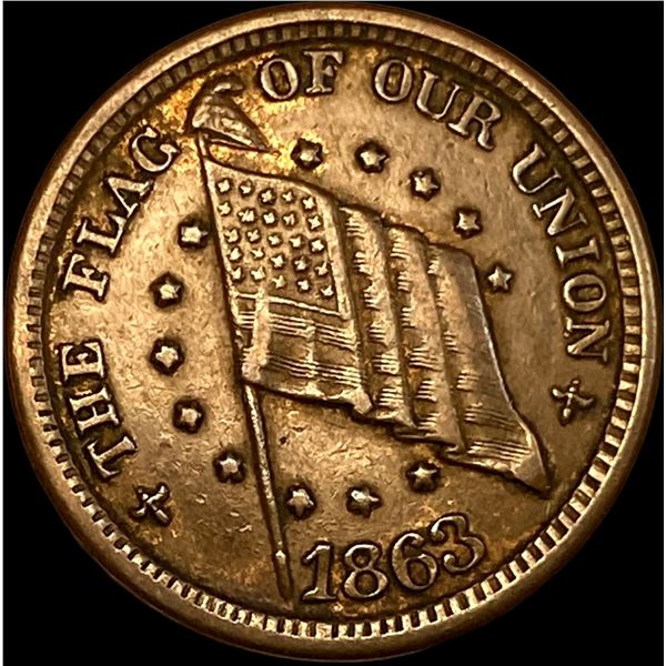 1863 Civil War Token "The Flag of Our Union" LIGHTLY CIRCULATED