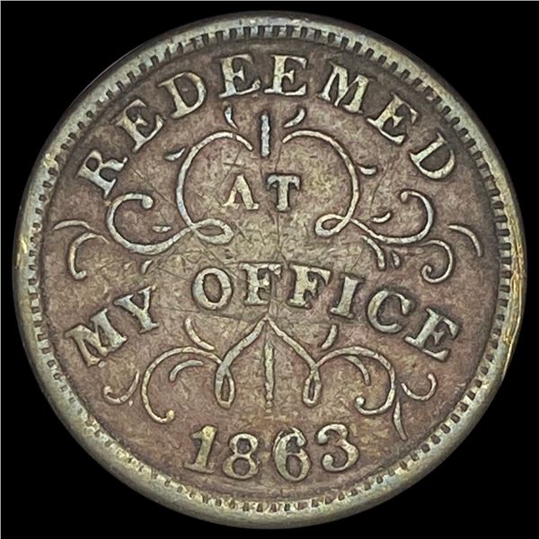 1863 Civil War Token Oliver Boutwell Troy NY. LIGHTLY CIRCULATED