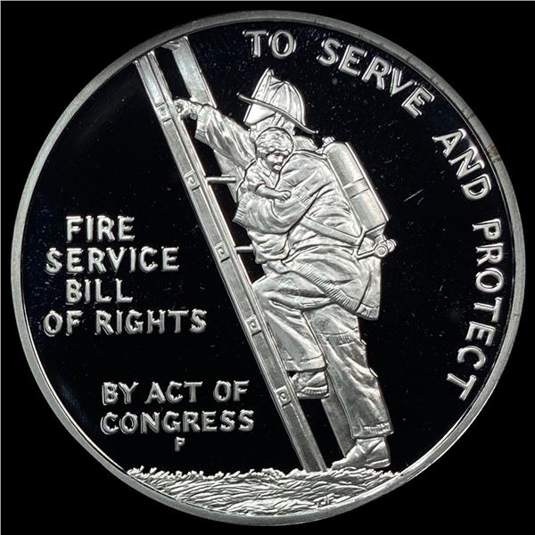 Franklin Mint Fire Service Silver Medal GEM BU