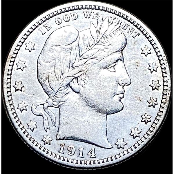 1914 Barber Silver Quarter NEARLY UNCIRCULATED