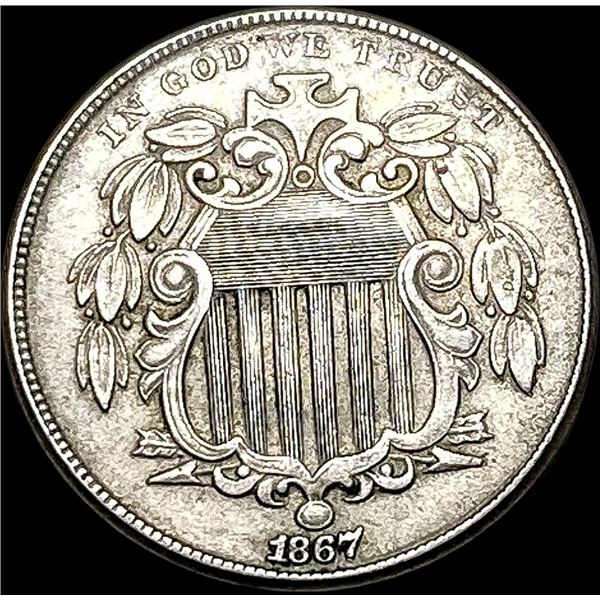 1867 Shield Nickel NEARLY UNCIRCULATED