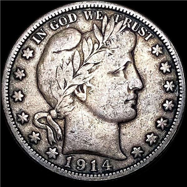 1914-S Silver Barber Half Dollar LIGHTLY CIRCULATED