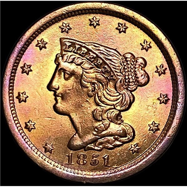 1851 Braided Hair Half Cent UNCIRCULATED
