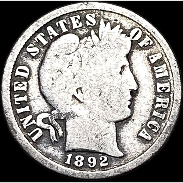 1892-S Silver Barber Dime NICELY CIRCULATED