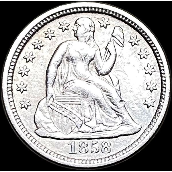 1858-O Silver Seated Liberty Dime CLOSELY UNCIRCULATED