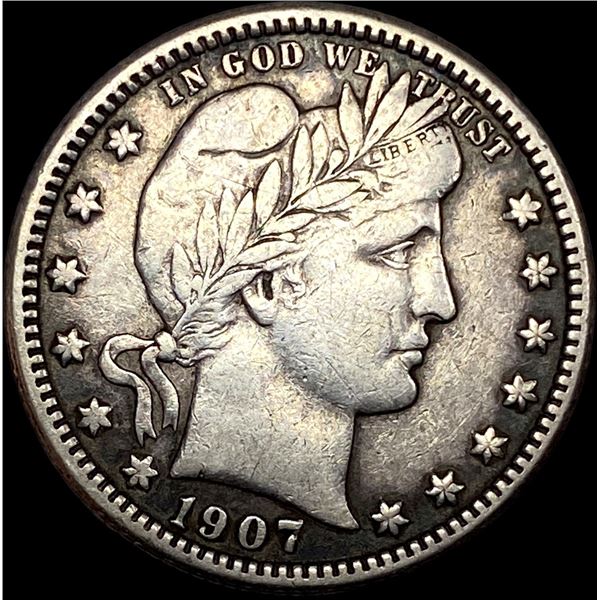 1907-O Silver Barber Quarter NEARLY UNCIRCULATED