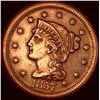 Image 1 : 1857 Braided Hair Large Cent CLOSELY UNCIRCULATED