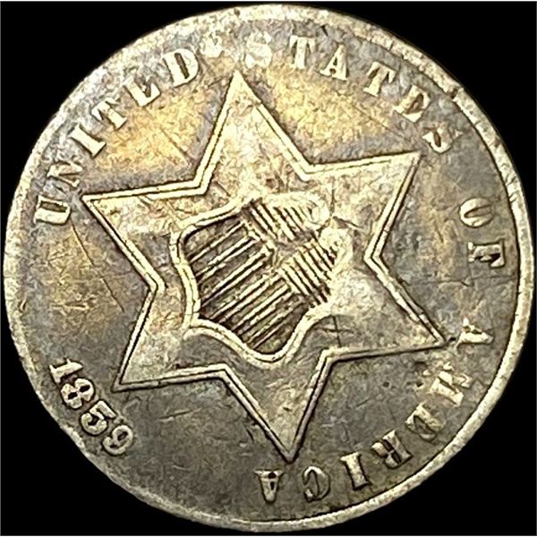 1859 Silver Three-Cent Piece LIGHTLY CIRCULATED