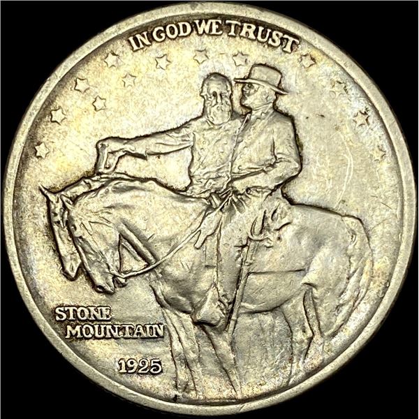1925 Silver Stone Mountain Half Dollar NEARLY UNCIRCULATED