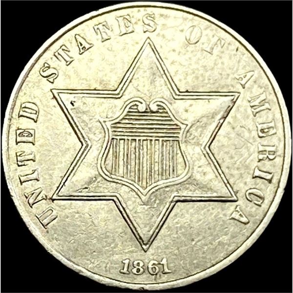 1861 Silver Three-Cent Piece CLOSELY UNCIRCULATED