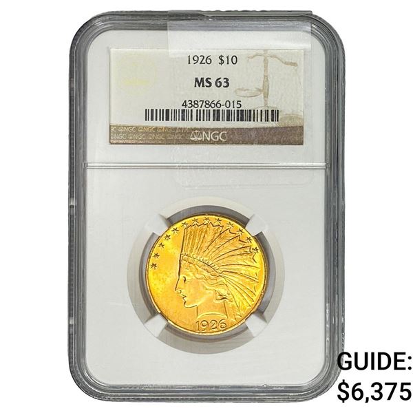1926 $10 Gold Eagle NGC MS63