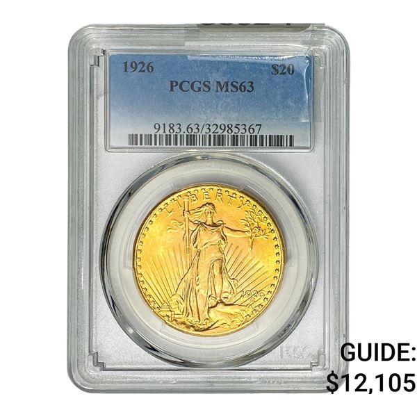1926 $20 Gold Double Eagle PCGS MS63