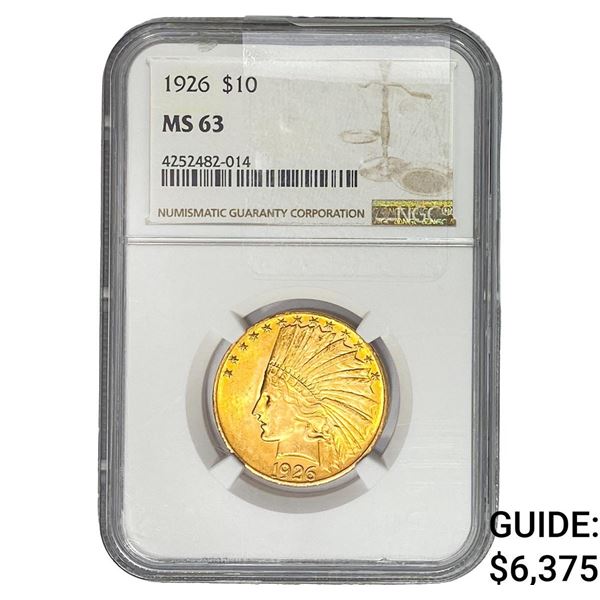 1926 $10 Gold Eagle NGC MS63