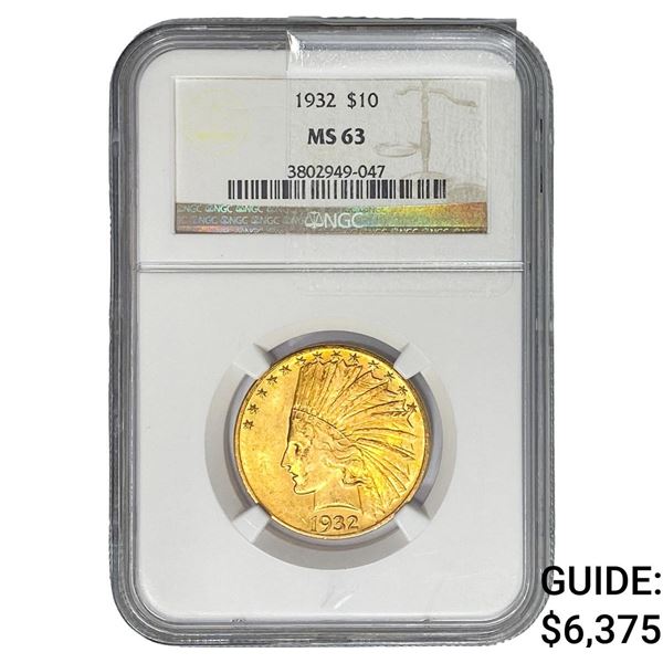 1932 $10 Gold Eagle NGC MS63