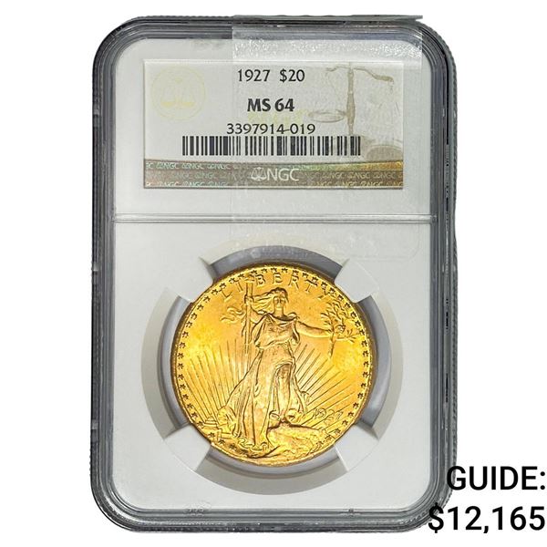 1927 $20 Gold Double Eagle NGC MS64