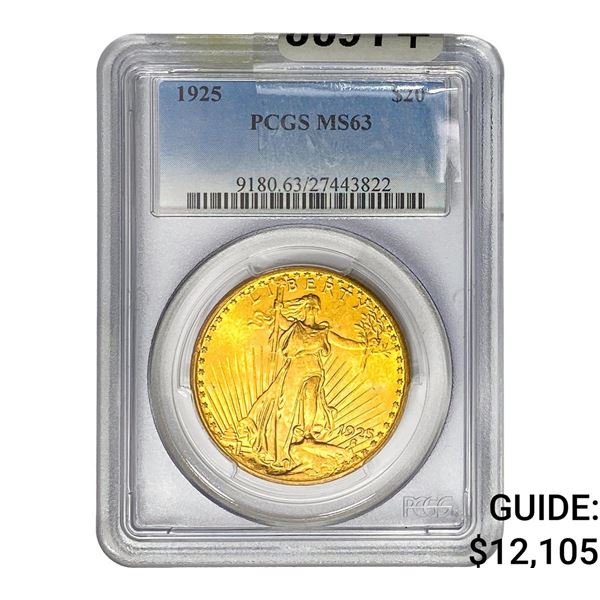 1925 $20 Gold Double Eagle PCGS MS63