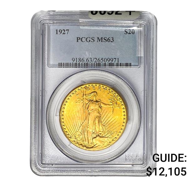 1927 $20 Gold Double Eagle PCGS MS63