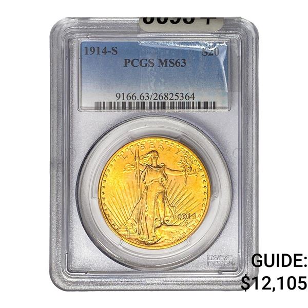 1914-S $20 Gold Double Eagle PCGS MS63