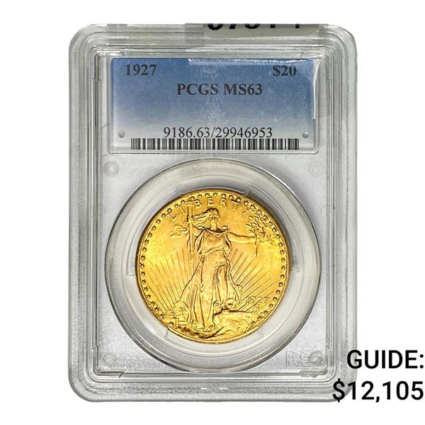 1927 $20 Gold Double Eagle PCGS MS63