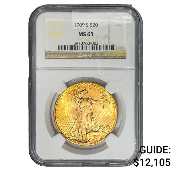 1924 $20 Gold Double Eagle NGC MS63