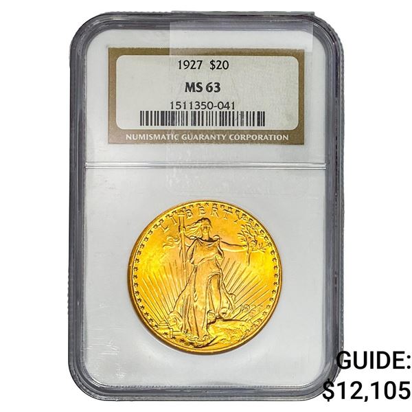 1927 $20 Gold Double Eagle NGC MS63
