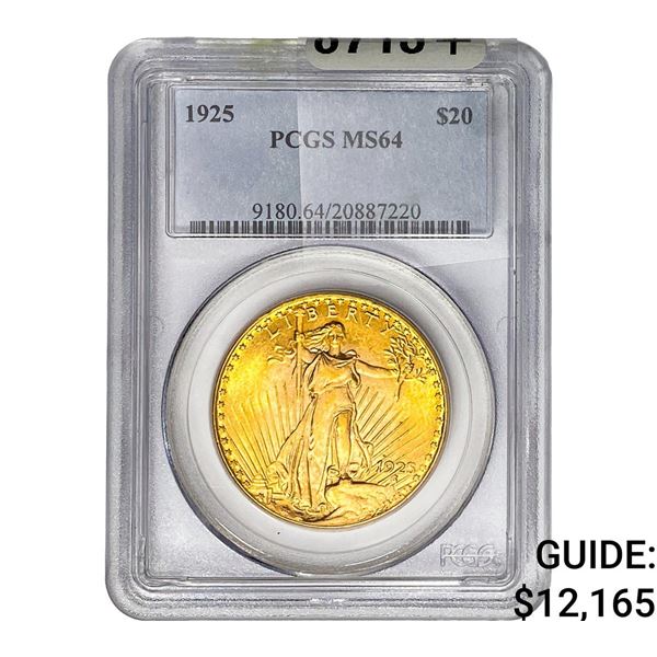 1925 $20 Gold Double Eagle PCGS MS64