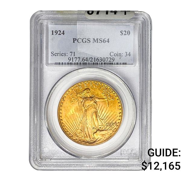 1924 $20 Gold Double Eagle PCGS MS64