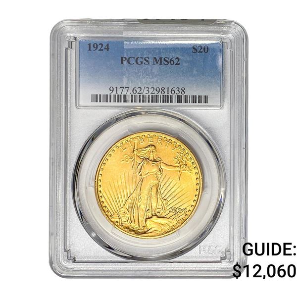 1924 $20 Gold Double Eagle PCGS MS62