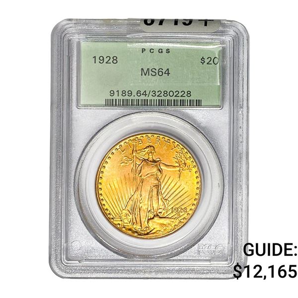 1928 $20 Gold Double Eagle PCGS MS64