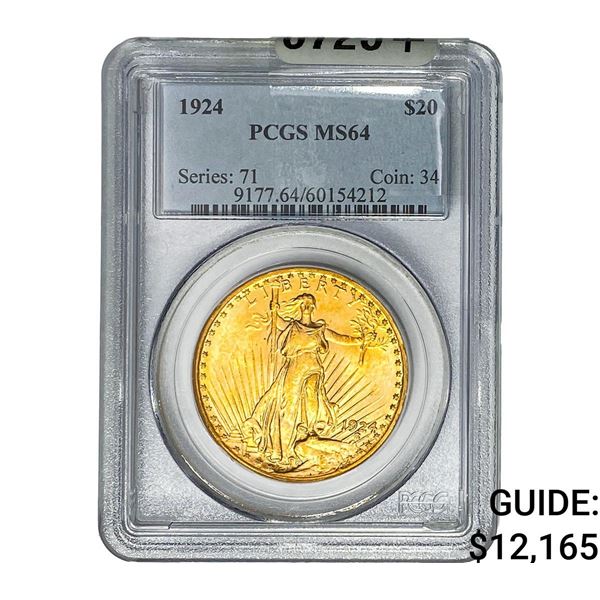 1924 $20 Gold Double Eagle PCGS MS64