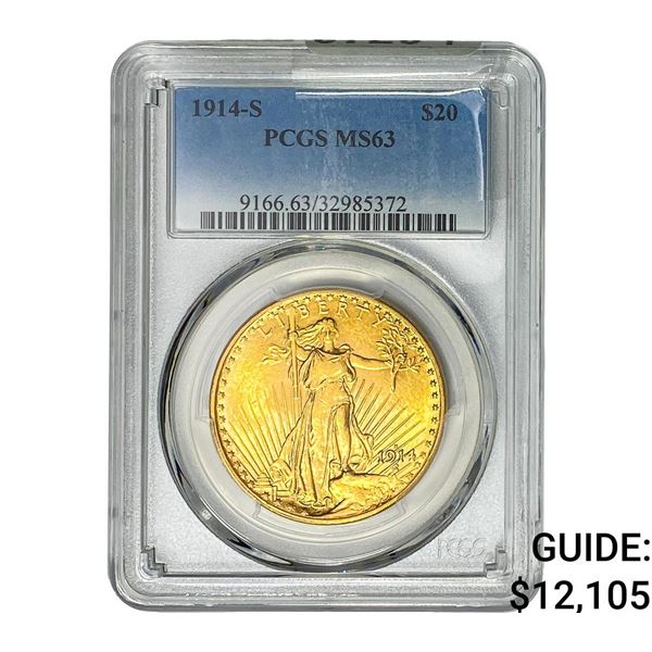1914-S $20 Gold Double Eagle PCGS MS63