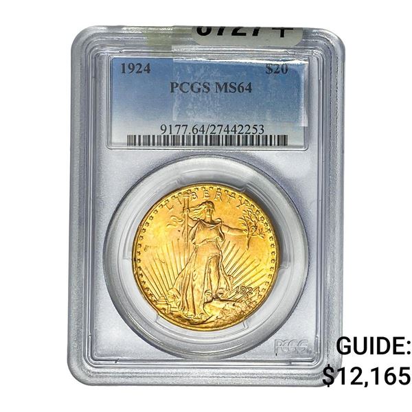 1924 $20 Gold Double Eagle PCGS MS64