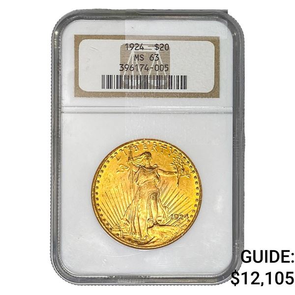 1924 $20 Gold Double Eagle NGC MS63
