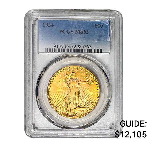 1924 $20 Gold Double Eagle PCGS MS63