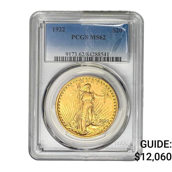 1922 $20 Gold Double Eagle PCGS MS62