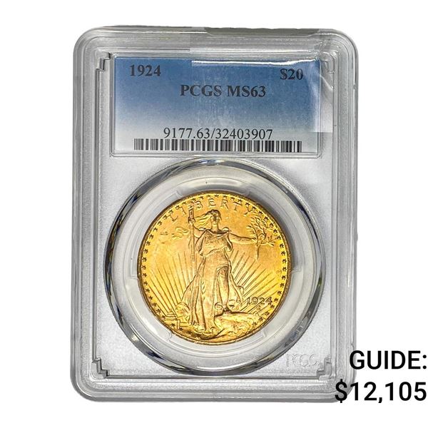 1924 $20 Gold Double Eagle PCGS MS63