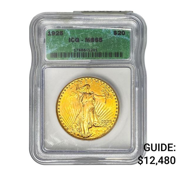 1925 $20 Gold Double Eagle ICG MS65