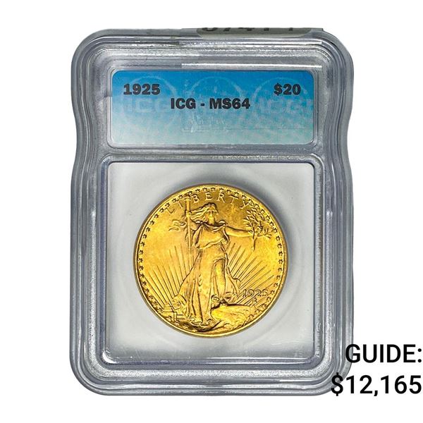 1925 $20 Gold Double Eagle ICG MS64