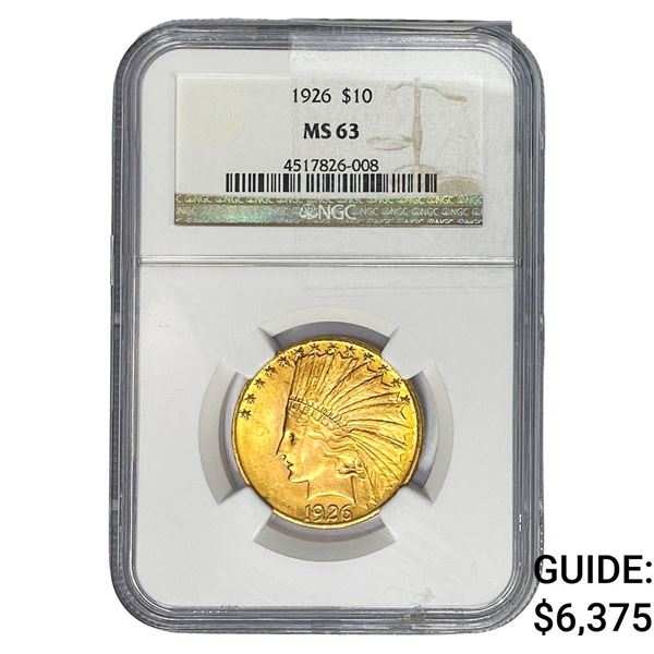 1926 $10 Gold Eagle NGC MS63