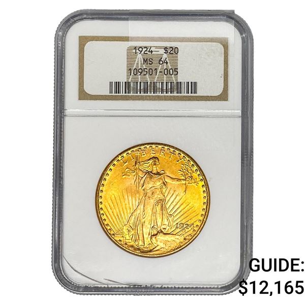 1924 $20 Gold Double Eagle NGC MS64