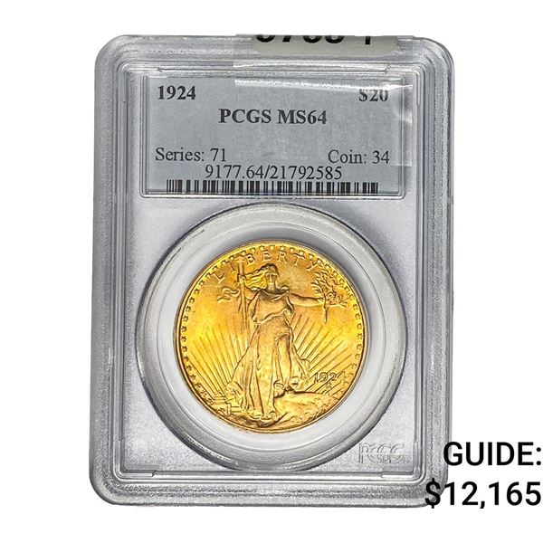 1924 $20 Gold Double Eagle PCGS MS64