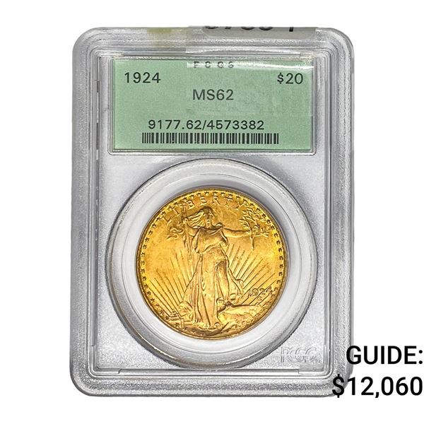 1924 $20 Gold Double Eagle PCGS MS62
