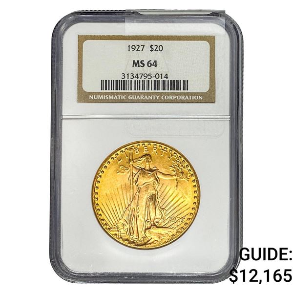 1927 $20 Gold Double Eagle NGC MS64
