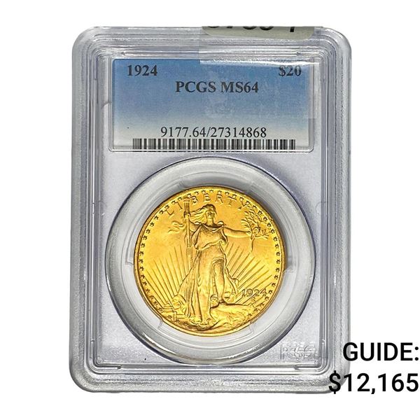 1924 $20 Gold Double Eagle PCGS MS64